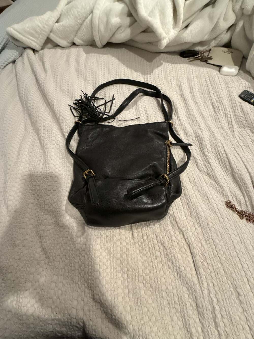 Hobo The Original Black Leather Slouchy Shoulder Bag with Tassel - Picture 2 of 7